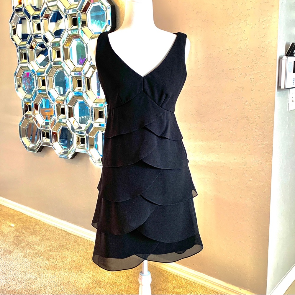 Patra black tiered dress